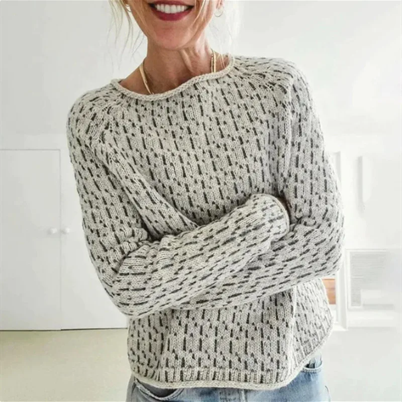 Women's Sweater Round Neck Multicolor Baggy Fashion Top Droplets - Shop at LoveMi