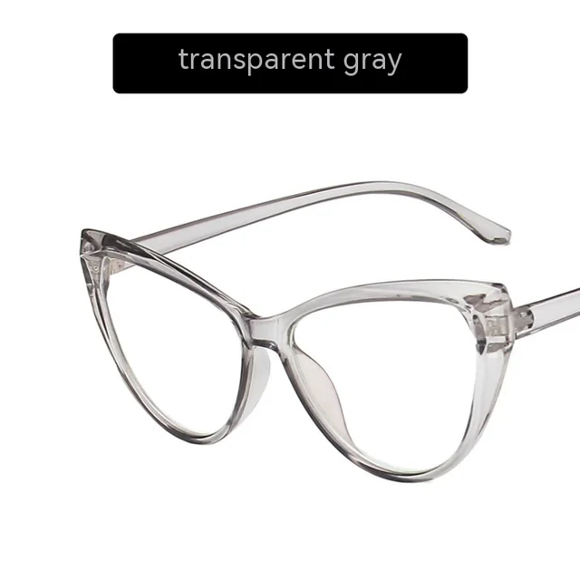 Retro Cat Eye Anti blue Light Glasses Frame For Bare Face Transparent Gray - Shop at LoveMi