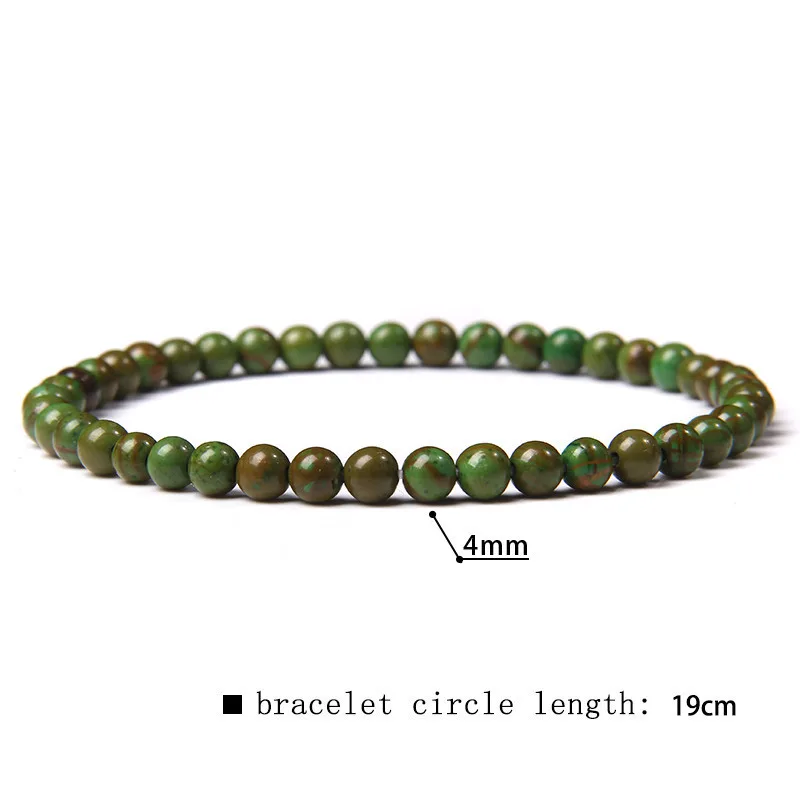 Elastic Beaded 4mm Natural Stone Beads Bracelet - 4Mm Golden Swan Poke