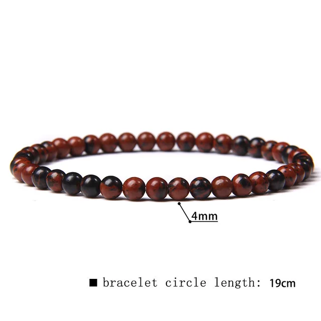 Elastic Beaded 4mm Natural Stone Beads Bracelet 4Mm Golden Swan Poke - Shop at LoveMi