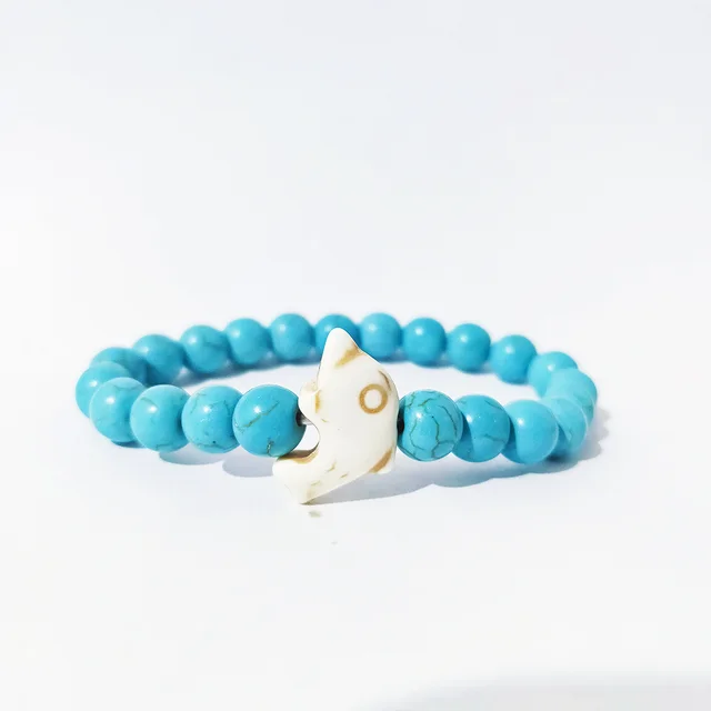 Dolphin Volcanic Rock Elastic Bracelets Blue Pine - Shop at LoveMi