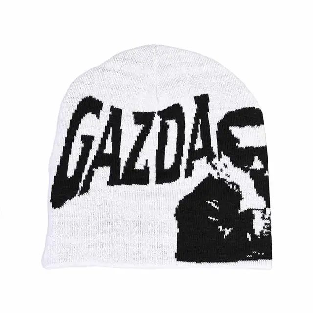 Letter Jacquard Thermal Pullover Knitted Hat White - Shop at LoveMi