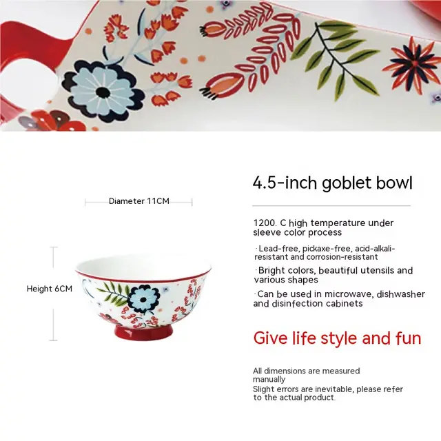 Home American Tableware Hand Drawn Creative Floral Style 4.5Inch High Bowl - Shop at LoveMi
