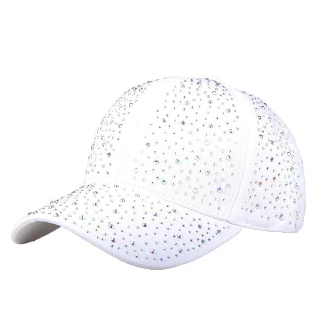 Women's Full Diamond Baseball Cap Outdoor Sun shade Sun Protection White - Shop at LoveMi