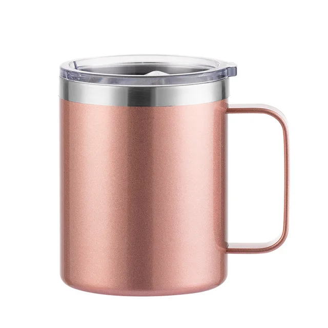 Simple Solid Color Stainless Steel Mug Cup Handle Cup Spray Paint Rose Gold - Shop at LoveMi