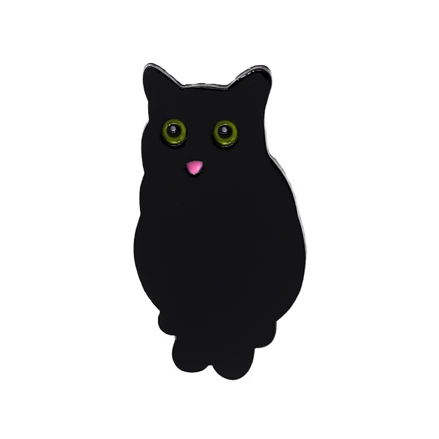 Small Black Cat Brooch Metal Plating Badge Waist tight Pin Square Walk away Collar Accessories Buckle Xz6302 - Shop at LoveMi