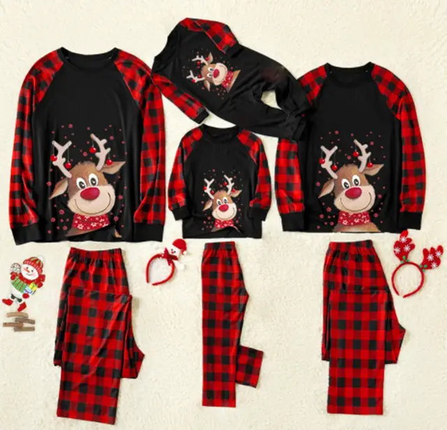 Christmas Elk Printing Parent child Wear Homewear Black - Shop at LoveMi