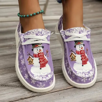 Women's Shoes Christmas Snowman Shape Purple - Shop at LoveMi