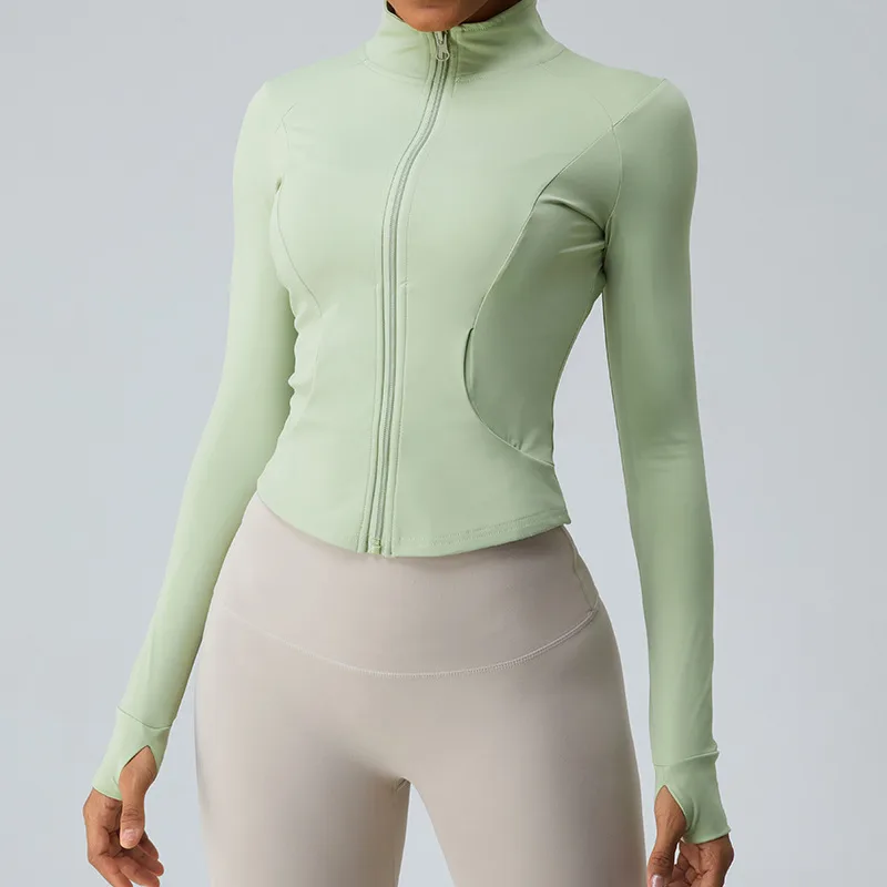 Women's Slim Fit Slimming Long Sleeves Workout Clothes Top Quick drying Sports Jacket Pea Green - Shop at LoveMi