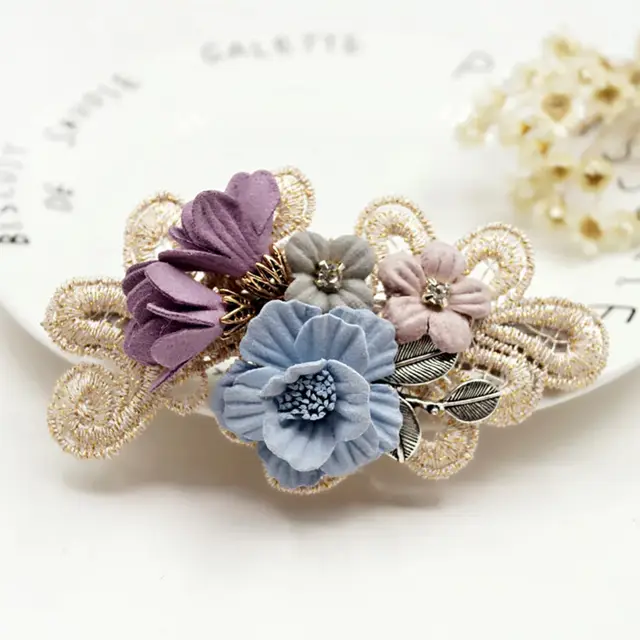 Handmade Bow Hair Accessories Barrettes Hair Ring Pearl Elegant Girl Headdress Flower Sky Blue Fish Mouth Clip - Shop at LoveMi
