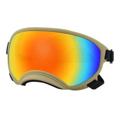 Fashion Personality Dog Skiing Goggles Khaki Framed Red Film - Shop at LoveMi