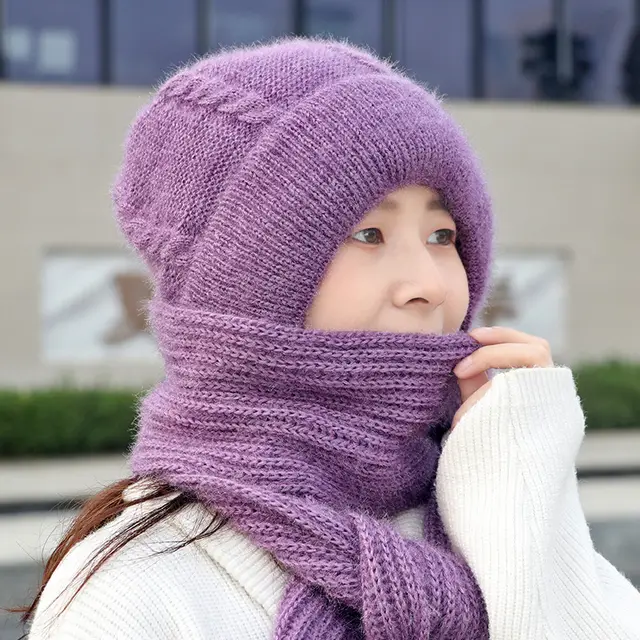 Fleece lined Thickened Women's Hat Winter Purple - Shop at LoveMi