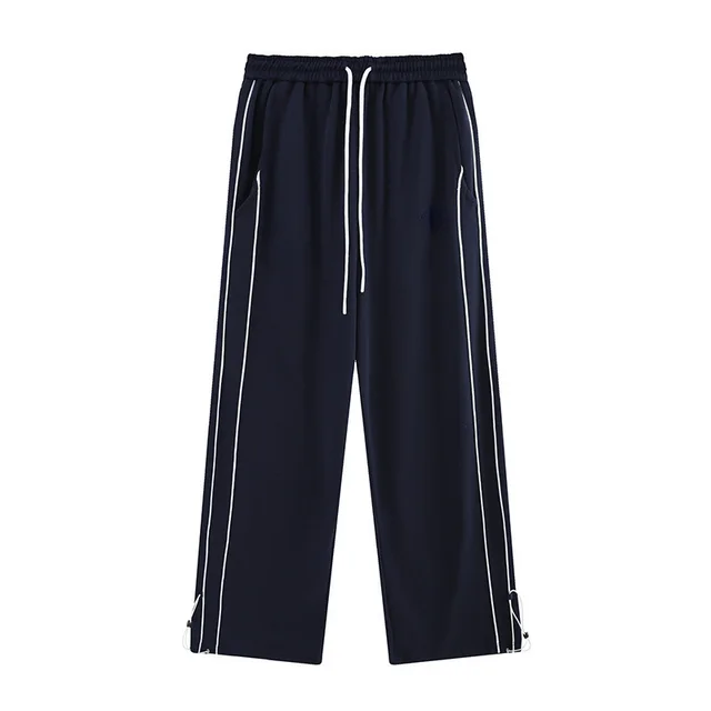 Loose High Waist Drooping Straight leg Pants Trousers Royal Blue - Shop at LoveMi