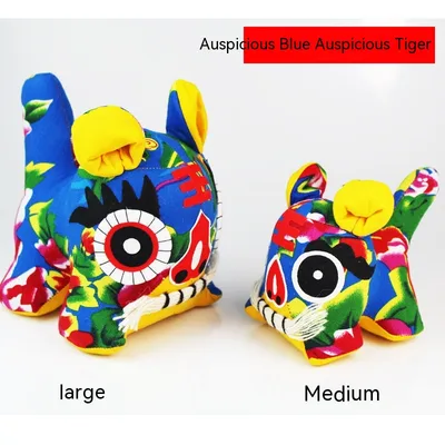 Handmade Cloth Tiger Folk Crafts Special Gift Traditional Blue Cute Tiger - Shop at LoveMi