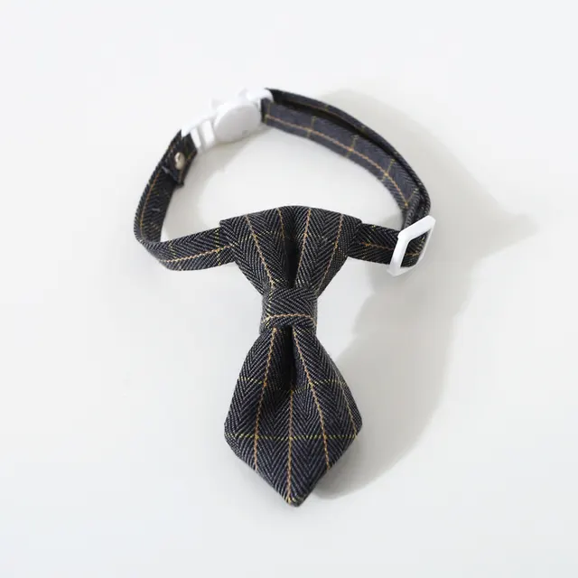 Pet British Style Plaid Bow Tie And Tie Adjustable Collar Accessories Dark Gray Plaid Tie - Shop at LoveMi