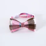 Denim Pink Plaid Bow