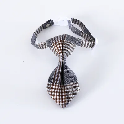 Pet British Style Plaid Bow Tie And Tie Adjustable Collar Accessories Gray Plaid Tie - Shop at LoveMi
