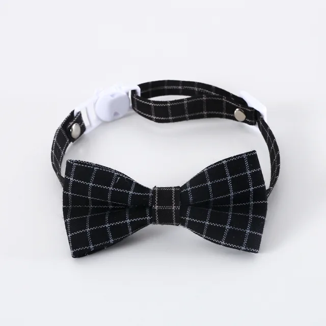 Pet British Style Plaid Bow Tie And Tie Adjustable Collar Accessories New Black Plaid Bow - Shop at LoveMi