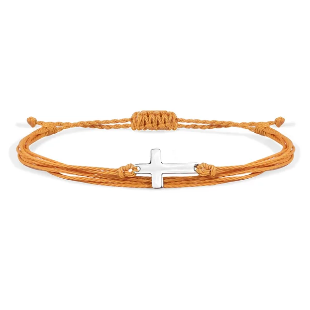 Titanium Steel Cross Woven Bracelet Couple Colorful Hand Woven Hand Rope Yellow - Shop at LoveMi