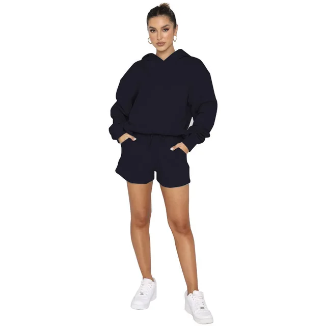 Solid Color Pullover Hooded Long Sleeves Sweater For Women Deep Sky Blue - Shop at LoveMi