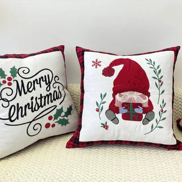 New Christmas Embroidery Pillow Cover Santa Claus - Shop at LoveMi