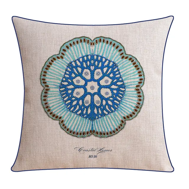 Classical Style Seaweed Starfish Pillow Thick Cotton Linen Sofa Cushion Cover Xh0077 - Shop at LoveMi