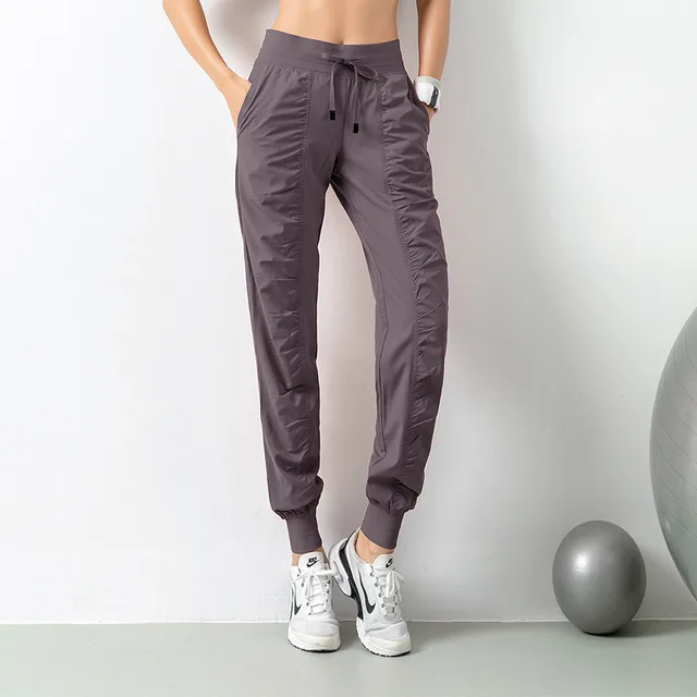 Fashion Casual Sports Pants For Women Loose Legs Drawstring High Waist Trousers With Pockets Running Sports Gym Fitness Yoga Pants Purple - Shop at LoveMi