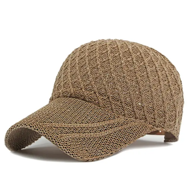 Women's Spring And Summer Outdoor Sun Protection Hollow Out Breathable Sun Hat Diamond Pattern Dark Khaki - Shop at LoveMi