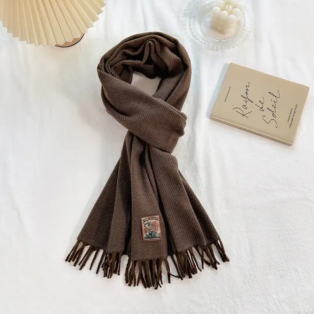 Women's Korean style All match Monochrome Scarf 5 Dark Coffee - Shop at LoveMi