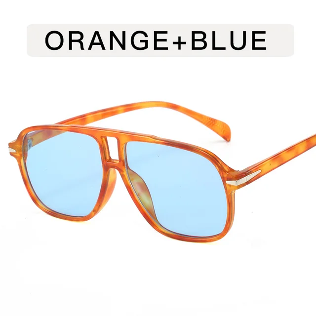 Double Beam Toad Retro Flying Leopard Print Stylish Sunglasses Tortoiseshell Blue - Shop at LoveMi