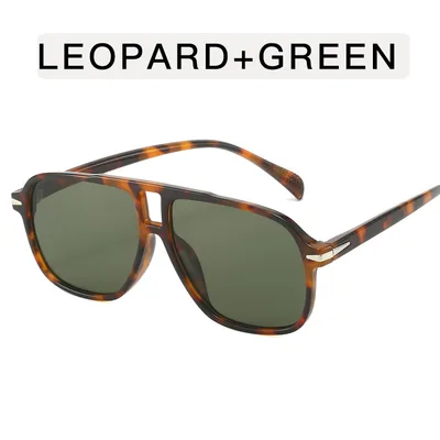 Double Beam Toad Retro Flying Leopard Print Stylish Sunglasses Tortoiseshell Green - Shop at LoveMi