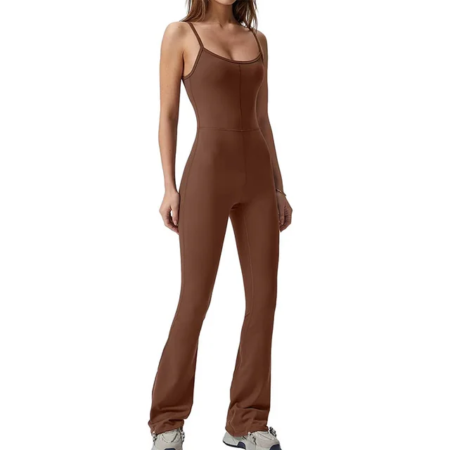 With Chest Pad One piece Yoga Clothes Sports Suit Can Be Worn Outside Light Brown - Shop at LoveMi