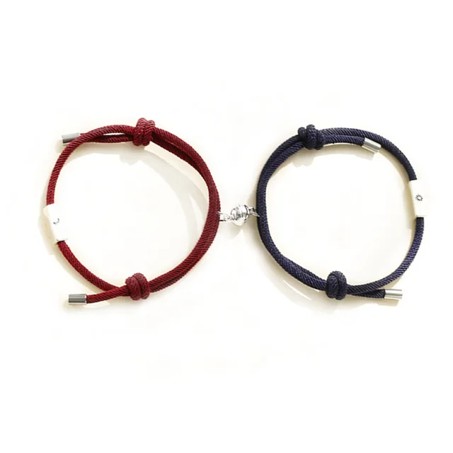 Alloy Sun And Moon Couple Bracelet Pair Wine Red Navy Blue - Shop at LoveMi