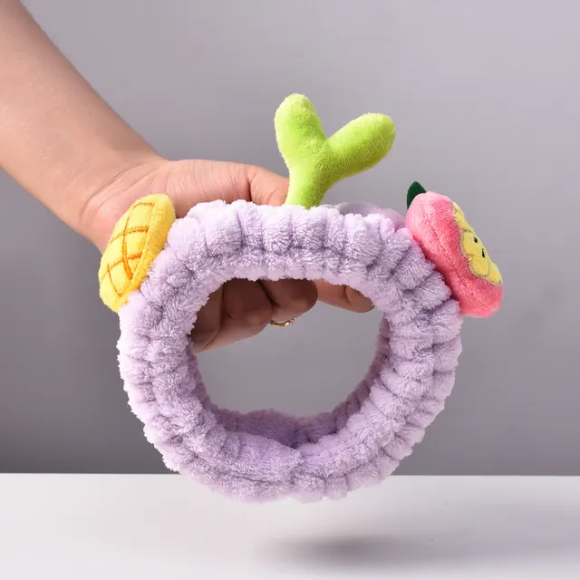 Cartoon Pineapple Bean Sprouts Grass Hair Ring Women's Raw Face Wash Makeup Headband Purple - Shop at LoveMi