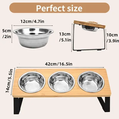 Log Pet Feeding Rack Iron Wood Combined With Cat Bowl Rack Three Bowl Basin Models - Shop at LoveMi