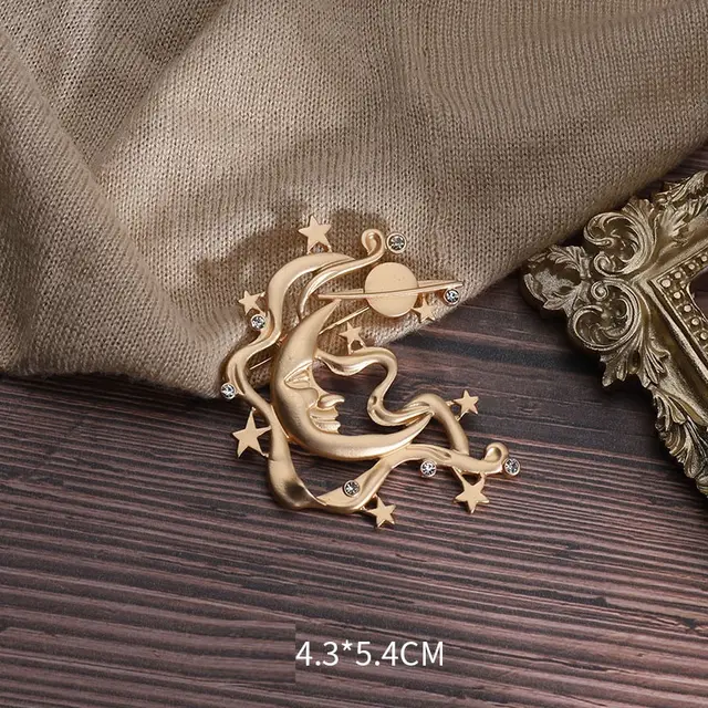 Beautiful Soul Retro Matte Gold Angel Brooch Moon Goddess - Shop at LoveMi