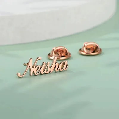 Stainless Steel Brooch Custom English Letters Rose Gold - Shop at LoveMi