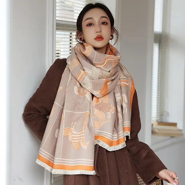 Air conditioned Room Cashmere like Talma Student Scarf Thickened Outer Wear Xhk 72 Leather Pink - Shop at LoveMi
