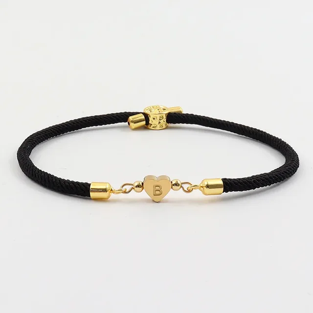 Titanium Steel Heart shaped 26 Letters Heart shaped Accessories Milan Bracelet Black - Shop at LoveMi