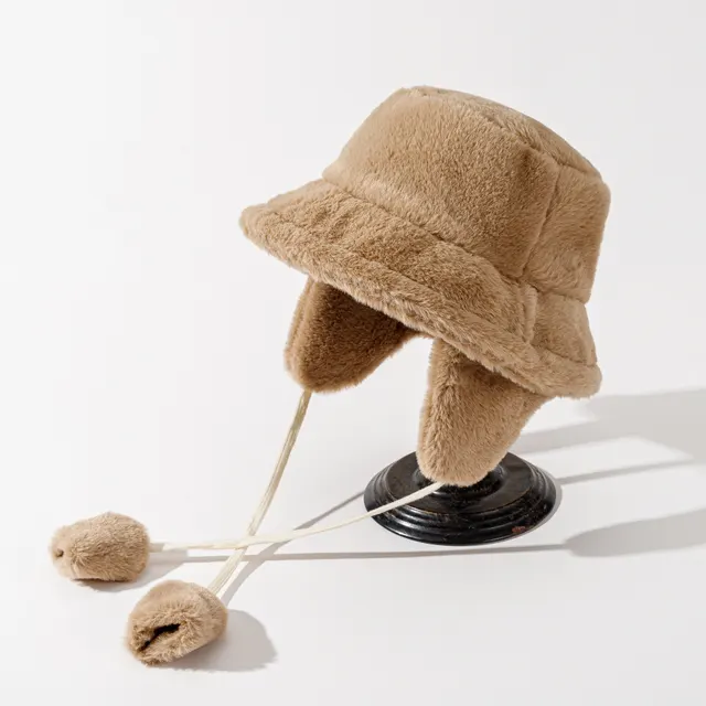 Plush Women's Autumn And Winter Warm keeping And Cold proof Fleece Lined Removable Earmuffs Hat Casual Face Khaki - Shop at LoveMi