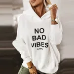 Autumn And Winter European And American Letter Print Hooded Sweatshirt - White