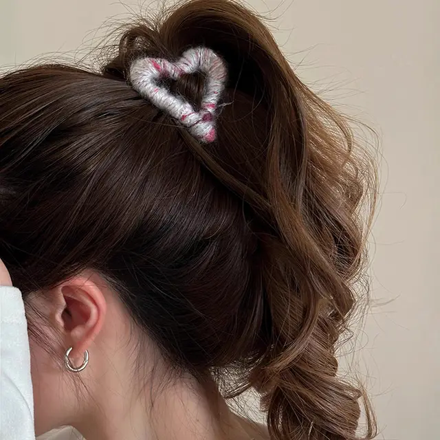 Autumn And Winter Plush Love Grip Women's Small Size High Ponytail Hair Clip Headdress Pink - Shop at LoveMi