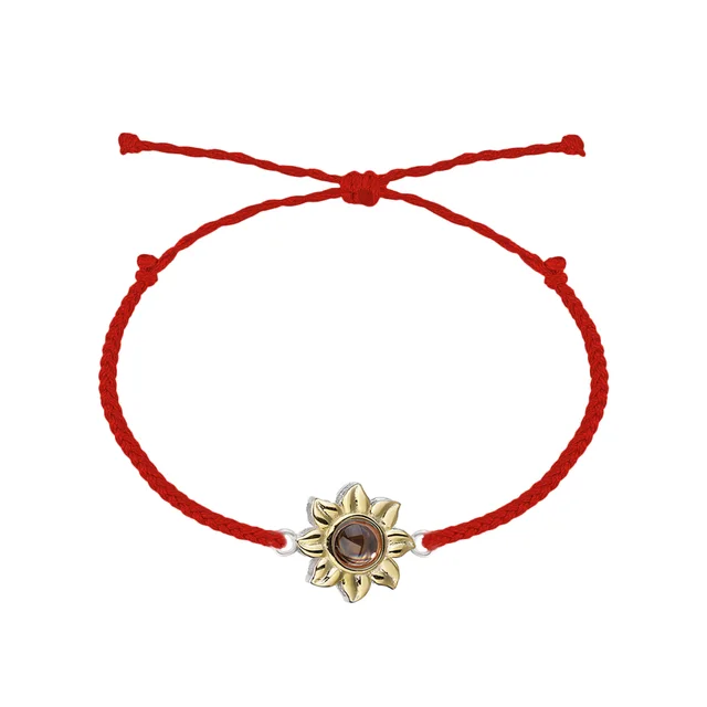 Customized Color Photo Weaving Couple Sunflower Projection Bracelet Red - Shop at LoveMi