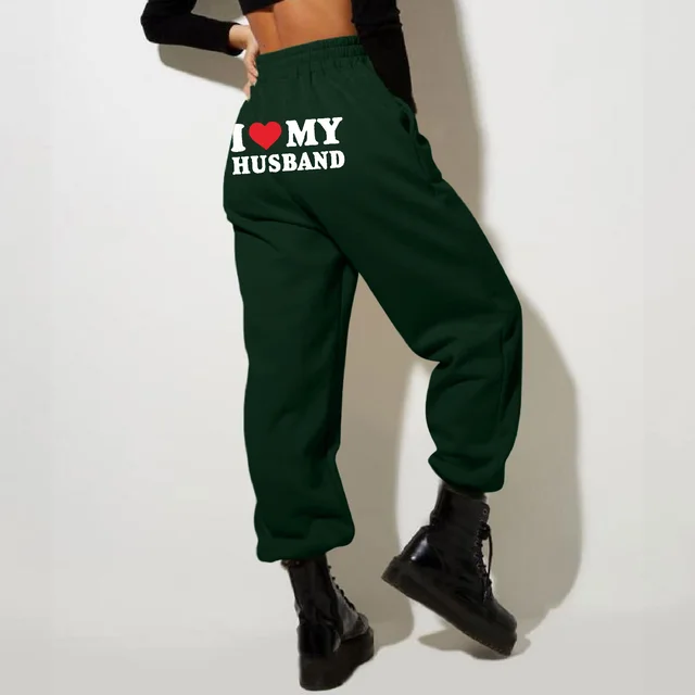 Printed Casual Sweatpants Men And Women Dark Green Back Picture - Shop at LoveMi