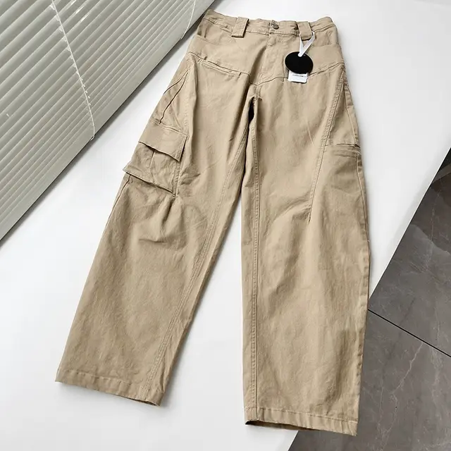 Cotton Wide Leg Loose Retro Casual Neutral Slimming Multi pocket Profile Overalls For Women Khaki - Shop at LoveMi