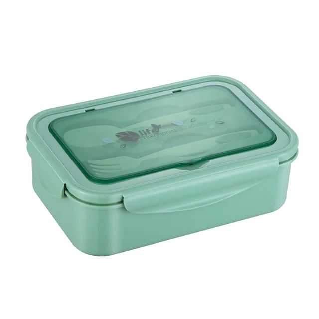 Microwave Oven Heating Lunch Box Rectangular Fruit Container Green Translucent Cover - Shop at LoveMi
