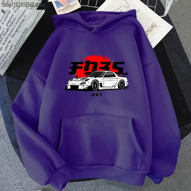 New Car Printed Men'swomen's Cotton Hoodie Casual 01 Purple - Shop at LoveMi