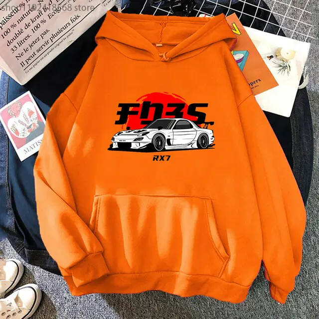 New Car Printed Men'swomen's Cotton Hoodie Casual 04 Orange - Shop at LoveMi