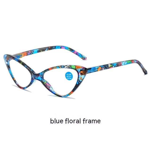Personalized Creative Anti blue Light Printing Reading Glasses New Fashion Women's Presbyopic Blue Flower Frames - Shop at LoveMi