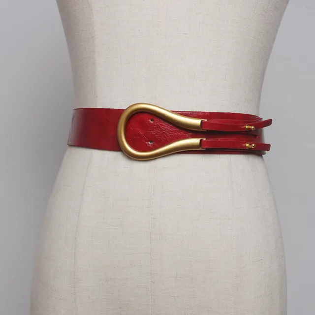 Belt Women's Skirt Metal Buckle U shaped Belt Decorative Windbreaker Outer Wear Pant Belt Red - Shop at LoveMi